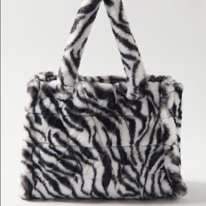 Urban Outfitters Zebra Faux Fur Tote Fluffy Purse Bag